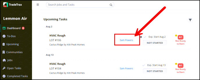 4 task now shows assigned