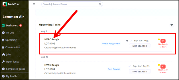 Click to open task details