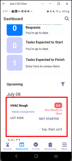 scroll to task