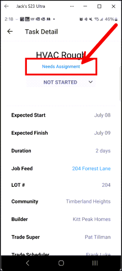 tap needs assignment